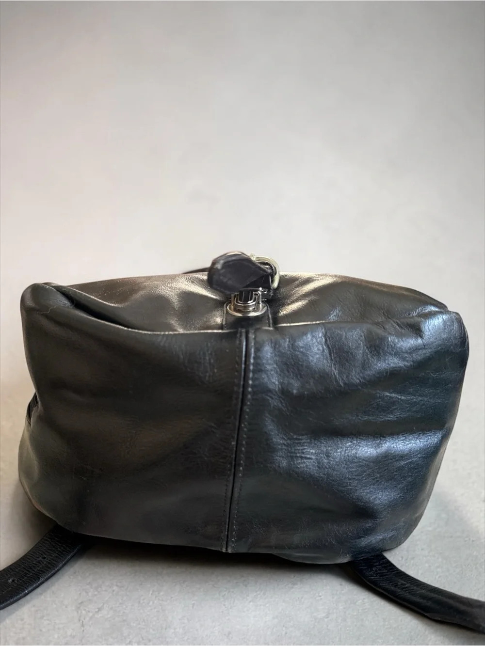Vintage Wilsons Leather Handcrafted Black Leather Backpack Men’s Plaid Lined